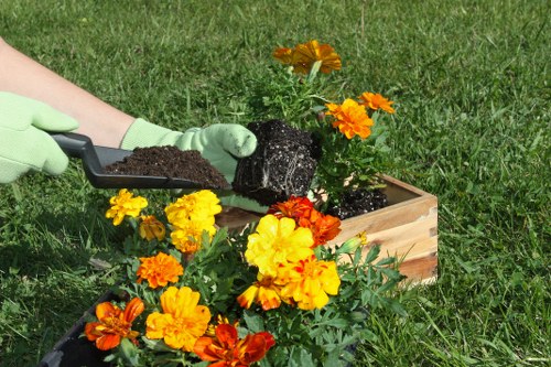 Team member carrying out trained gardening work with proper safety procedures
